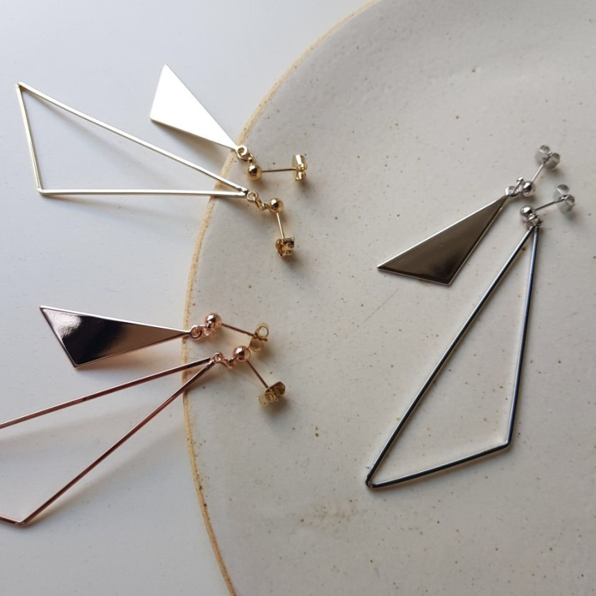 Delight Trigonometry Drop Earring 3color Luxury Lo