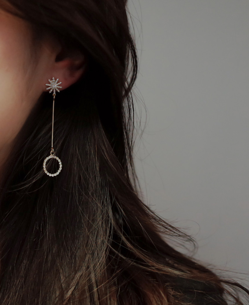 Shinestar Round Stone Chongming Silver Earrings St