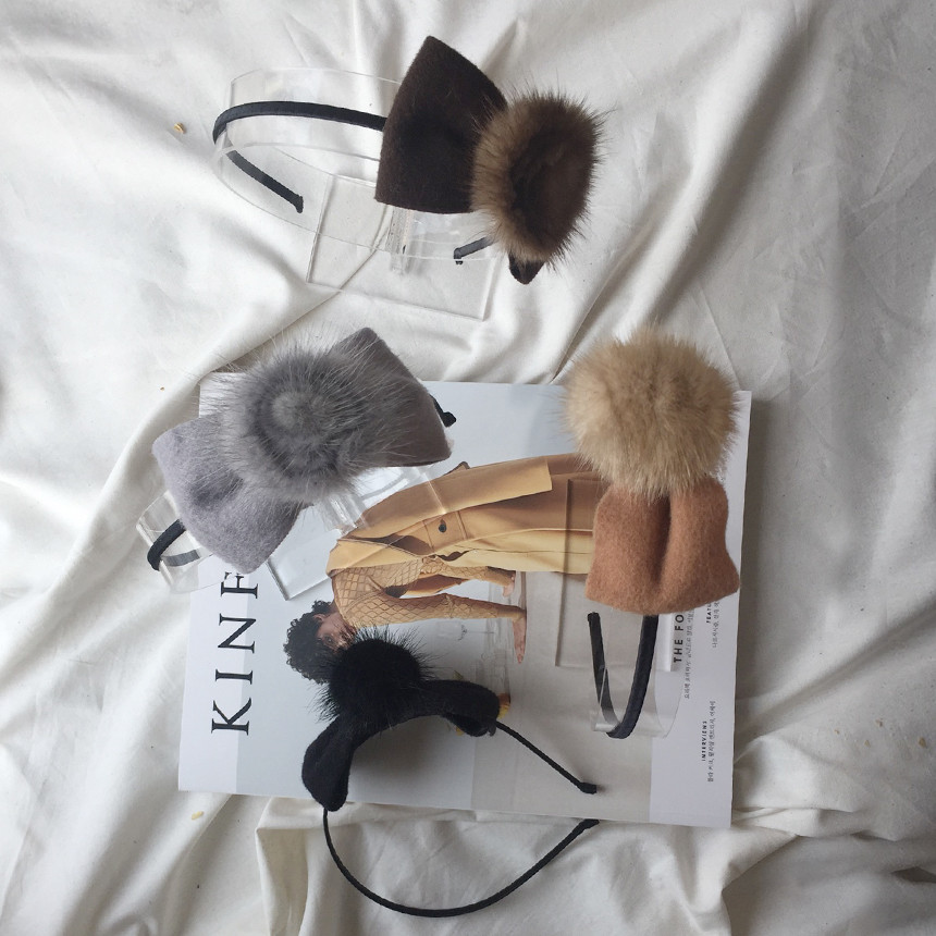 Hair Accessories Mink headband on ribbon Race hair