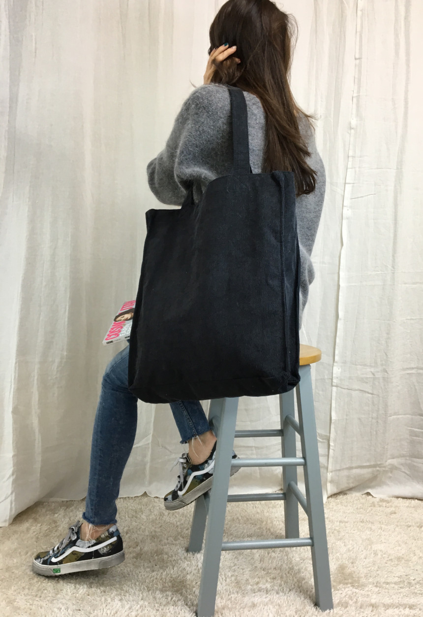 TOTE ECO SHOPPING TRAVEL box corduroy eco bag 2col