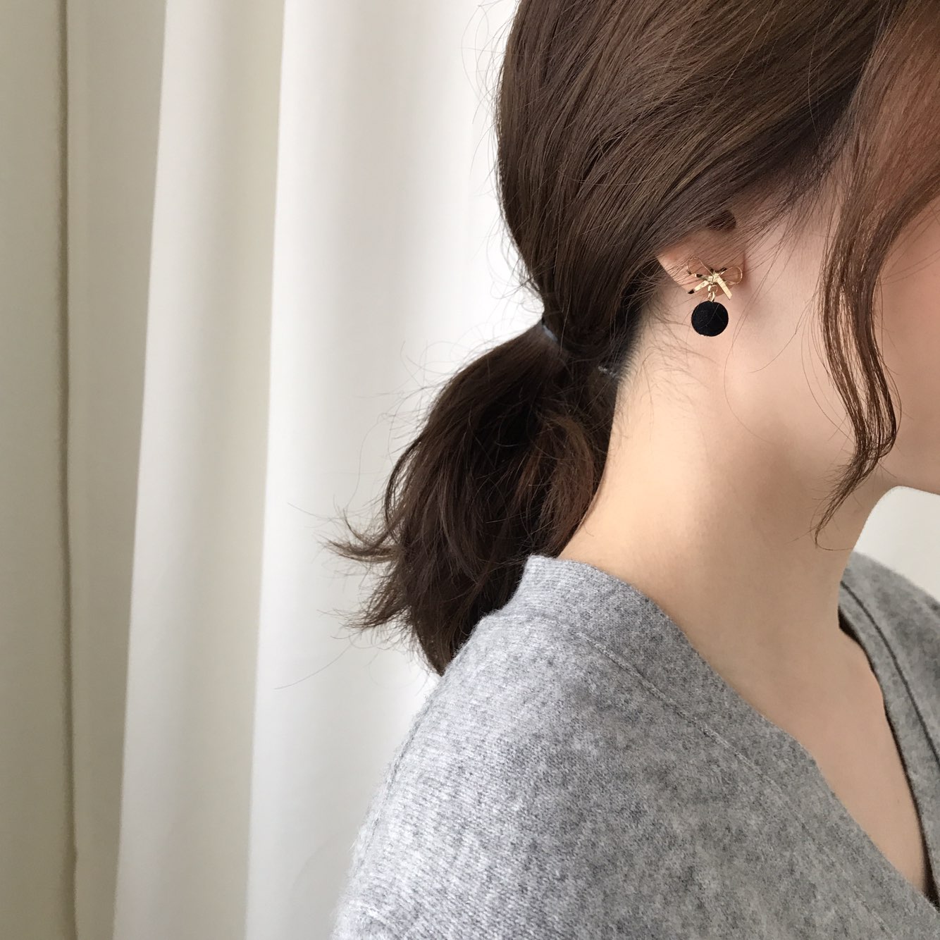 Belly Ribbon Pom-Form Velvet Mini Earrings 4color