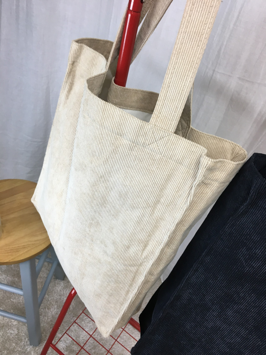 TOTE ECO SHOPPING TRAVEL box corduroy eco bag 2col