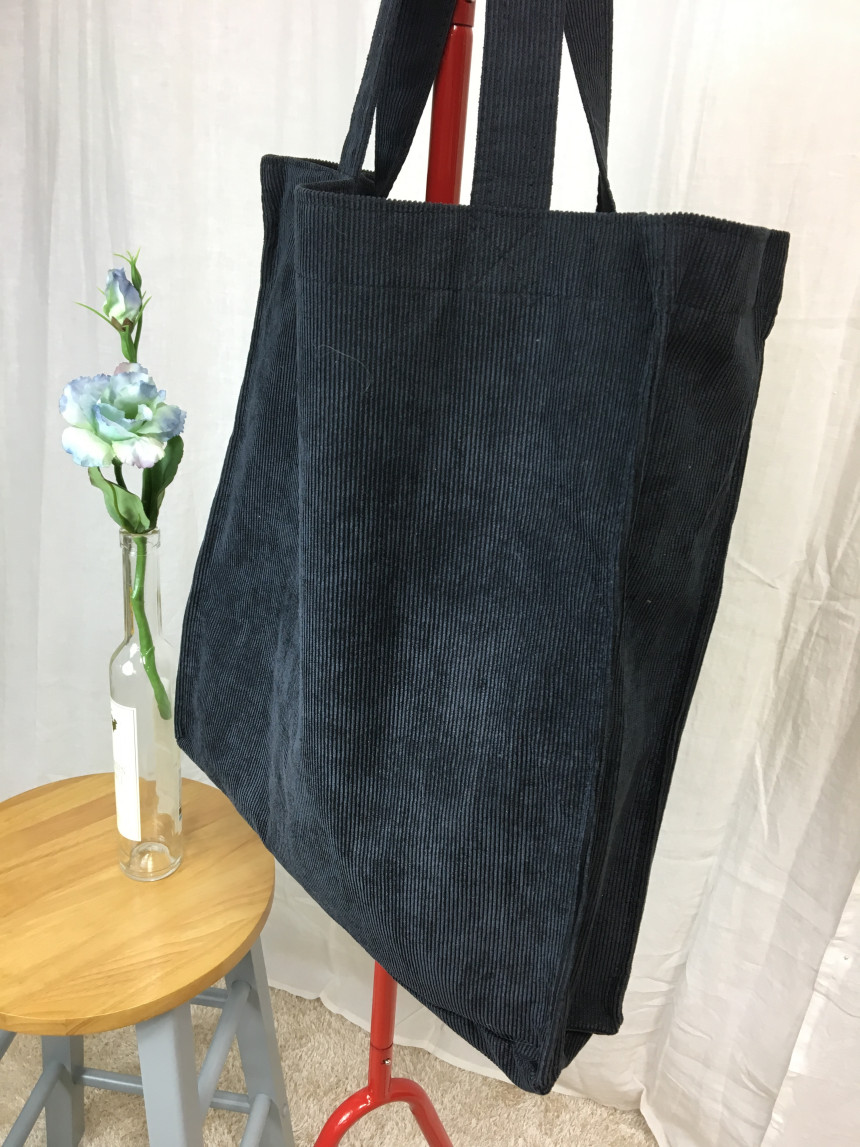 TOTE ECO SHOPPING TRAVEL box corduroy eco bag 2col