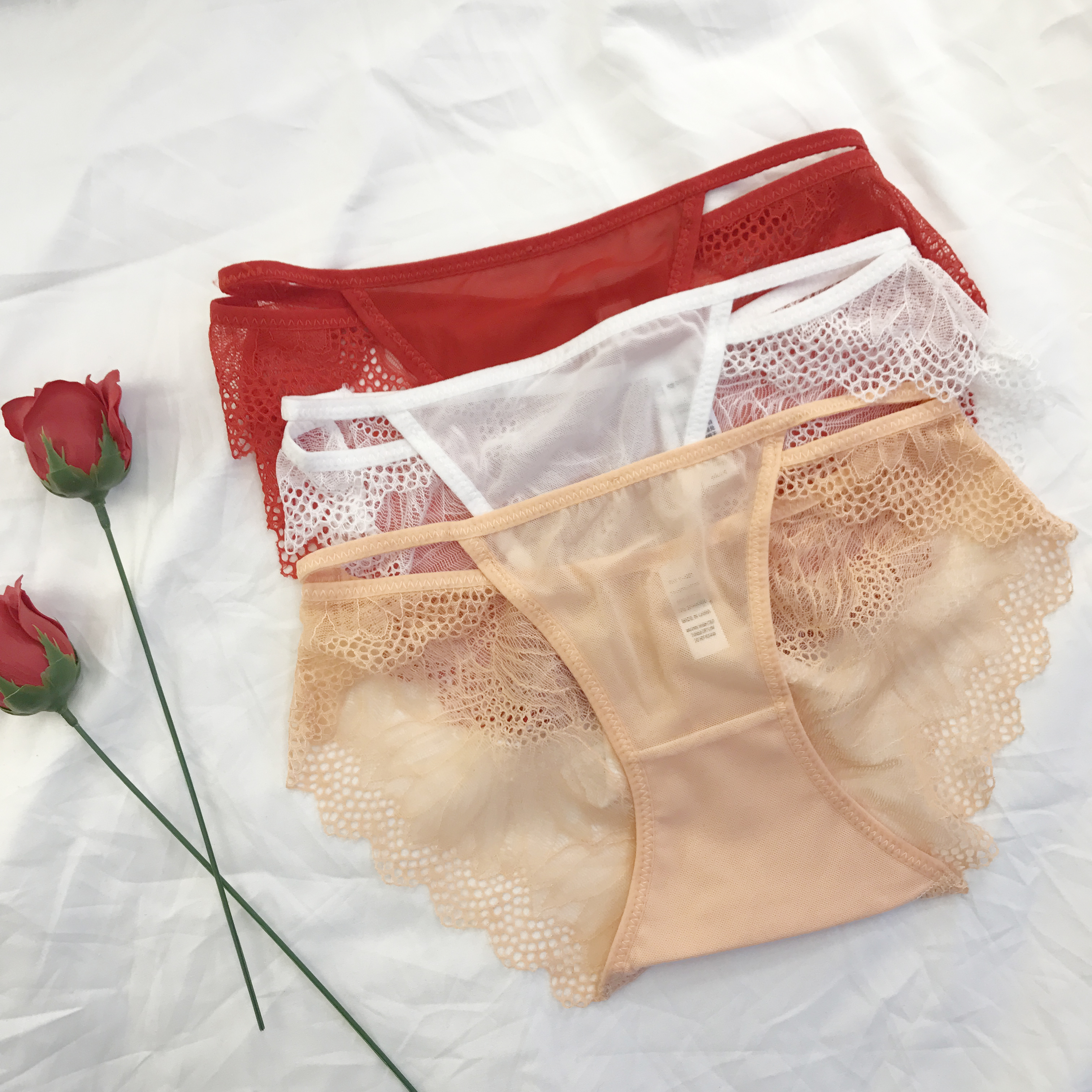Panty thongs see-through nylon sexy tongue lace wo