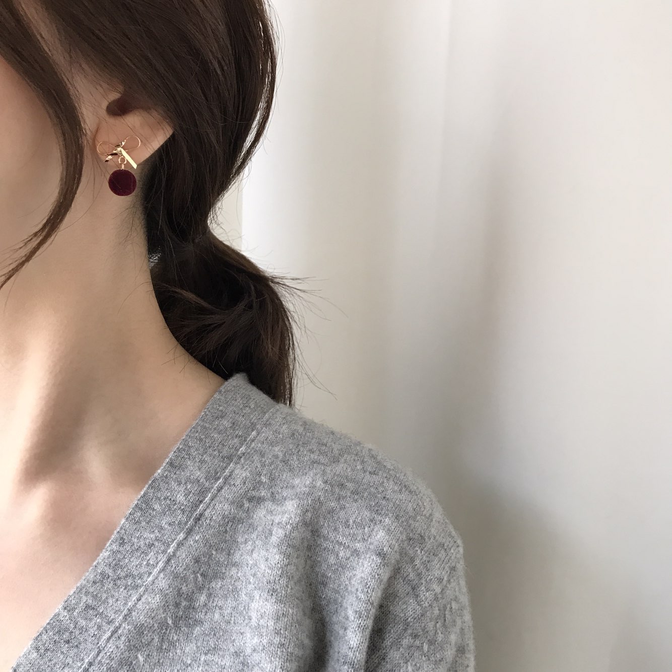 Belly Ribbon Pom-Form Velvet Mini Earrings 4color