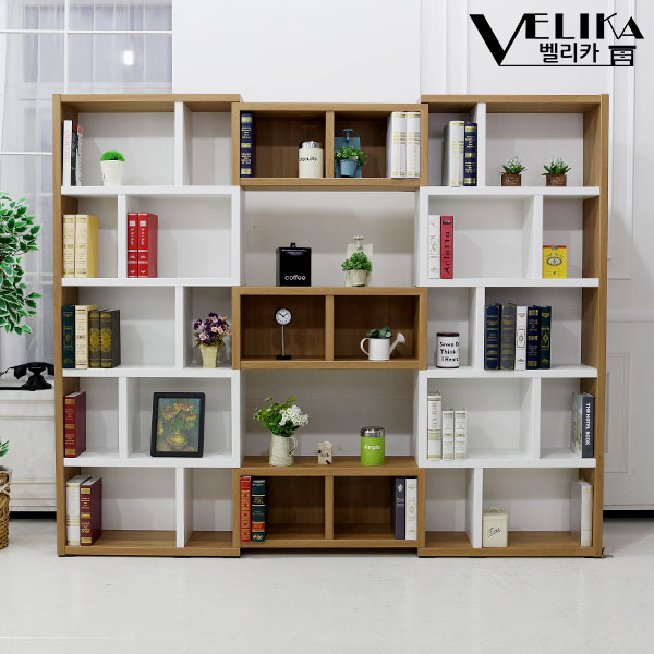 미로 5단 블럭형 책장 책꽂이 서재 학원 매장 6컬러