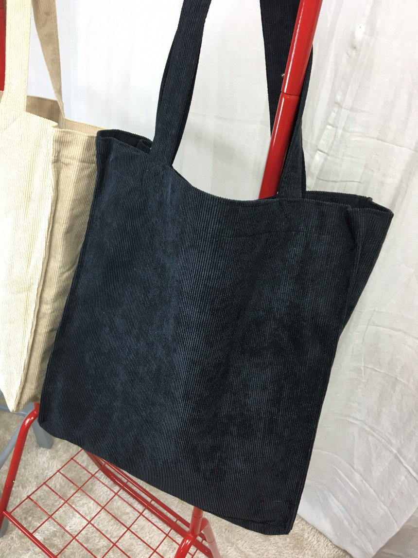 TOTE ECO SHOPPING TRAVEL box corduroy eco bag 2col