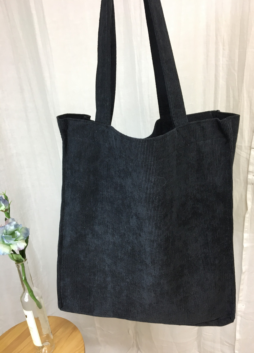 TOTE ECO SHOPPING TRAVEL box corduroy eco bag 2col