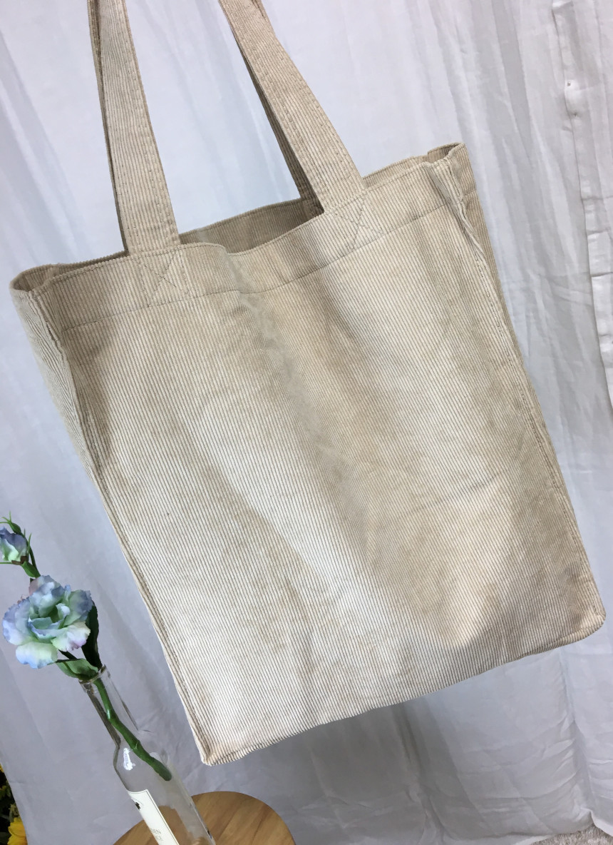 TOTE ECO SHOPPING TRAVEL box corduroy eco bag 2col