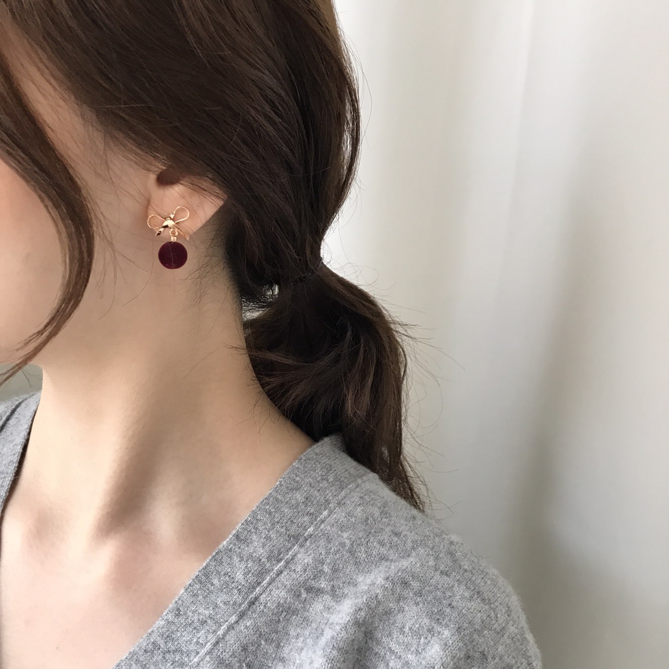 Belly Ribbon Pom-Form Velvet Mini Earrings 4color