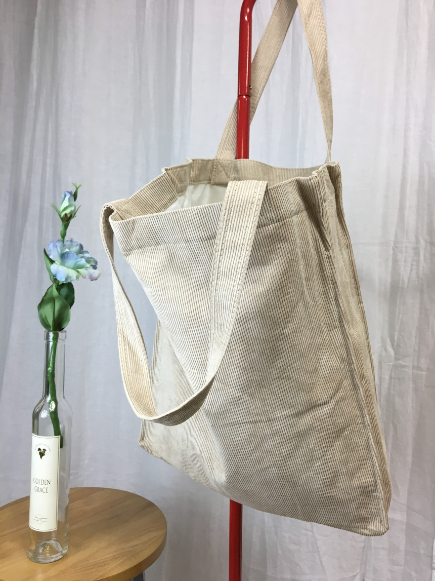 TOTE ECO SHOPPING TRAVEL box corduroy eco bag 2col