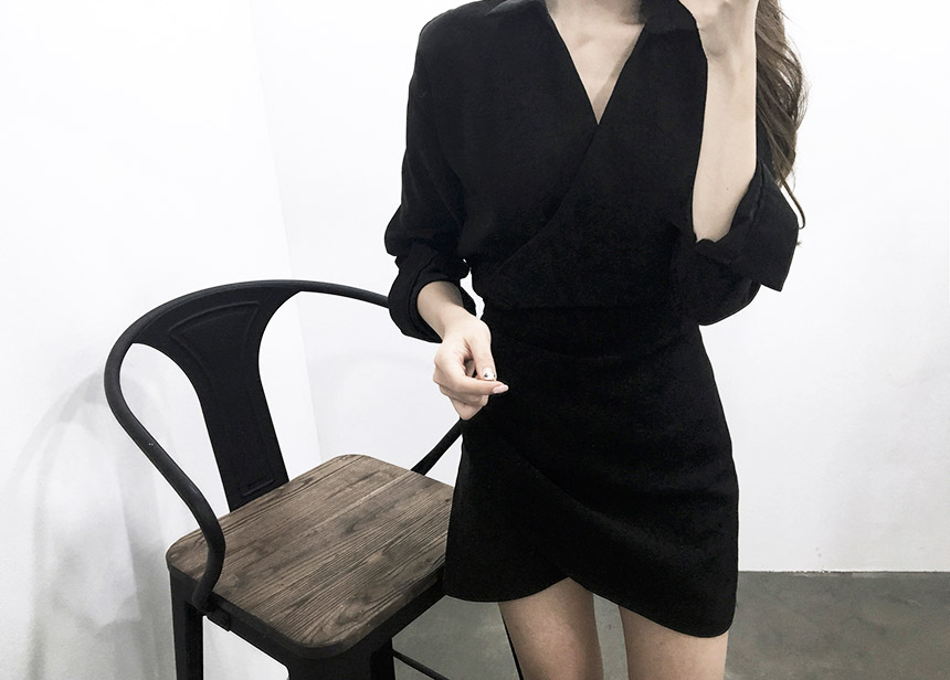 Suede guest lap one-piece winter sexy velvet V-nec