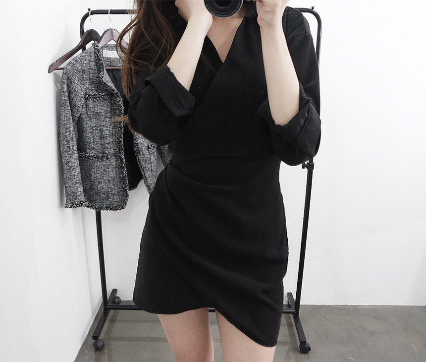 Suede guest lap one-piece winter sexy velvet V-nec