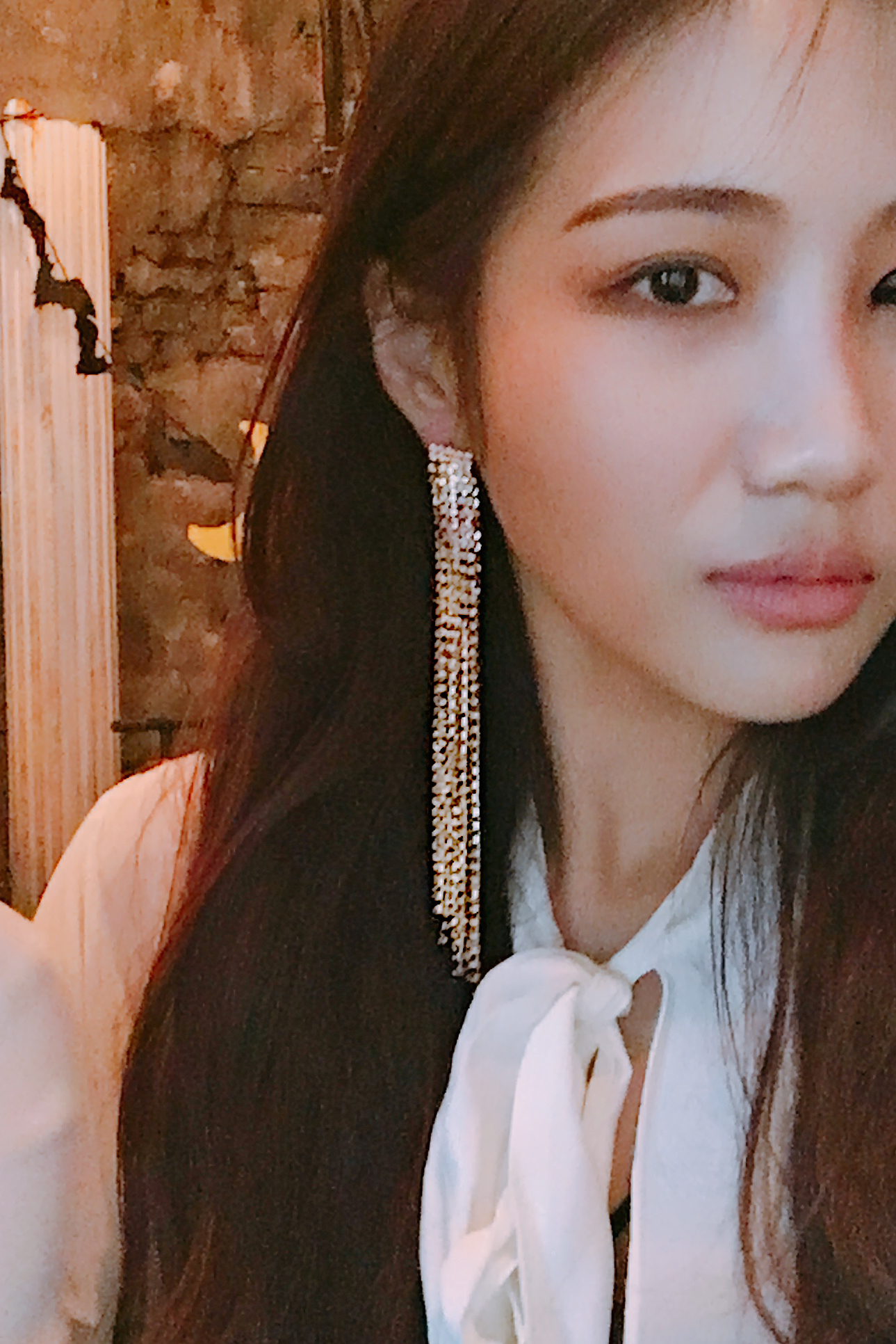 Luxurious Opal Light Glitter Gold Long Drop Earrin
