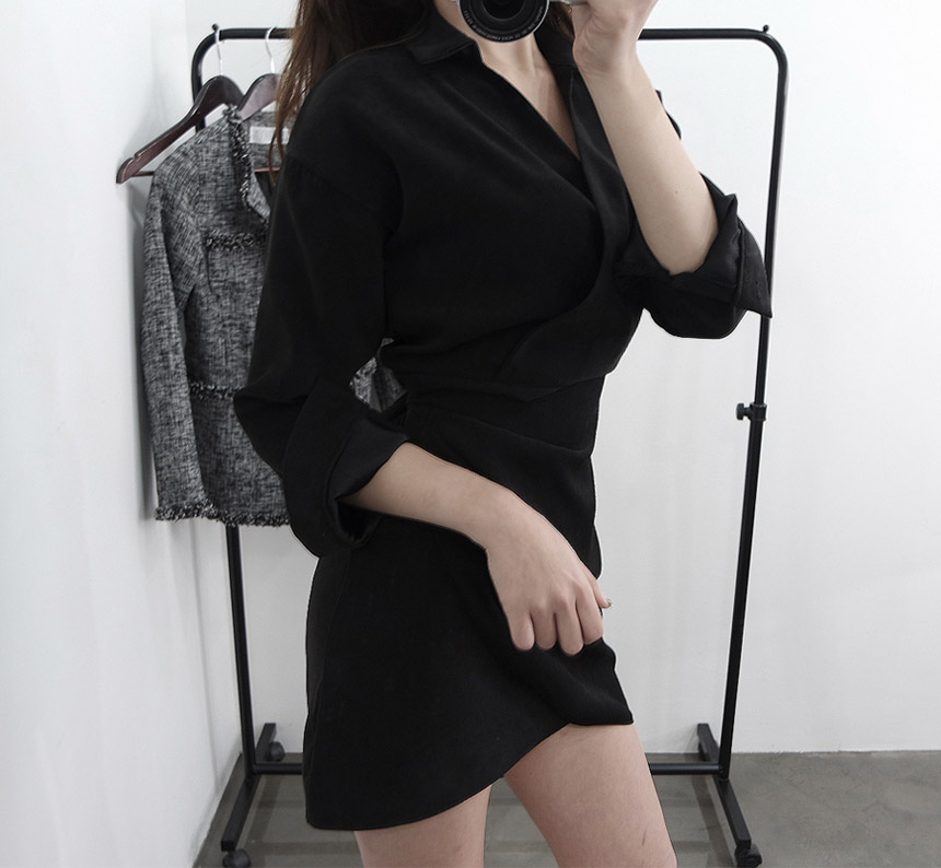 Suede guest lap one-piece winter sexy velvet V-nec