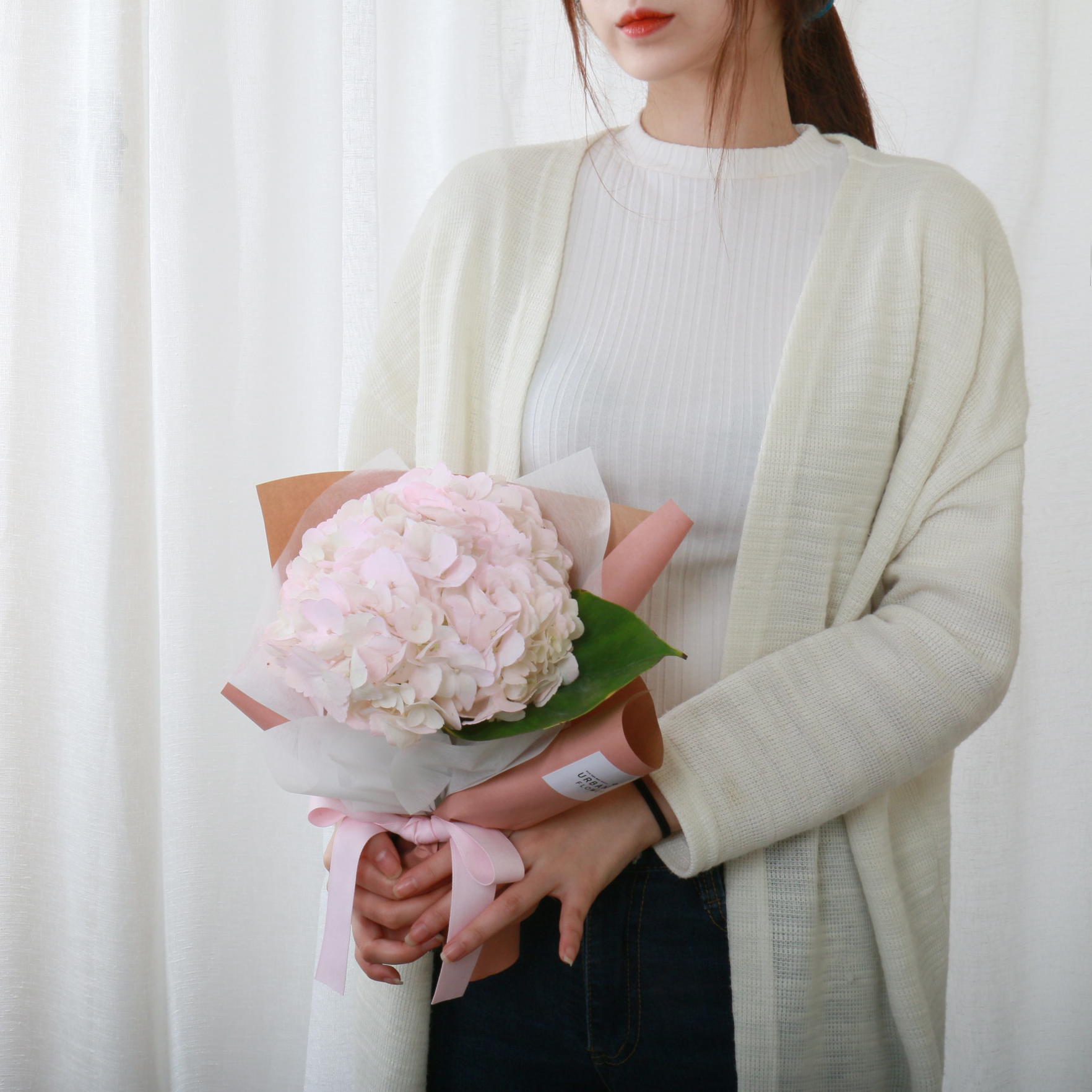 수국꽃다발 핑크 블루 생화 기념일 생일 축하 꽃배달 생화택배