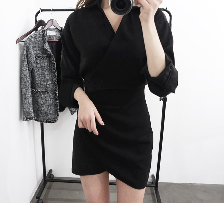 Suede guest lap one-piece winter sexy velvet V-nec