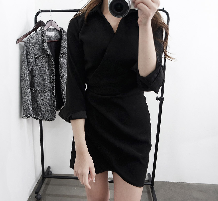 Suede guest lap one-piece winter sexy velvet V-nec