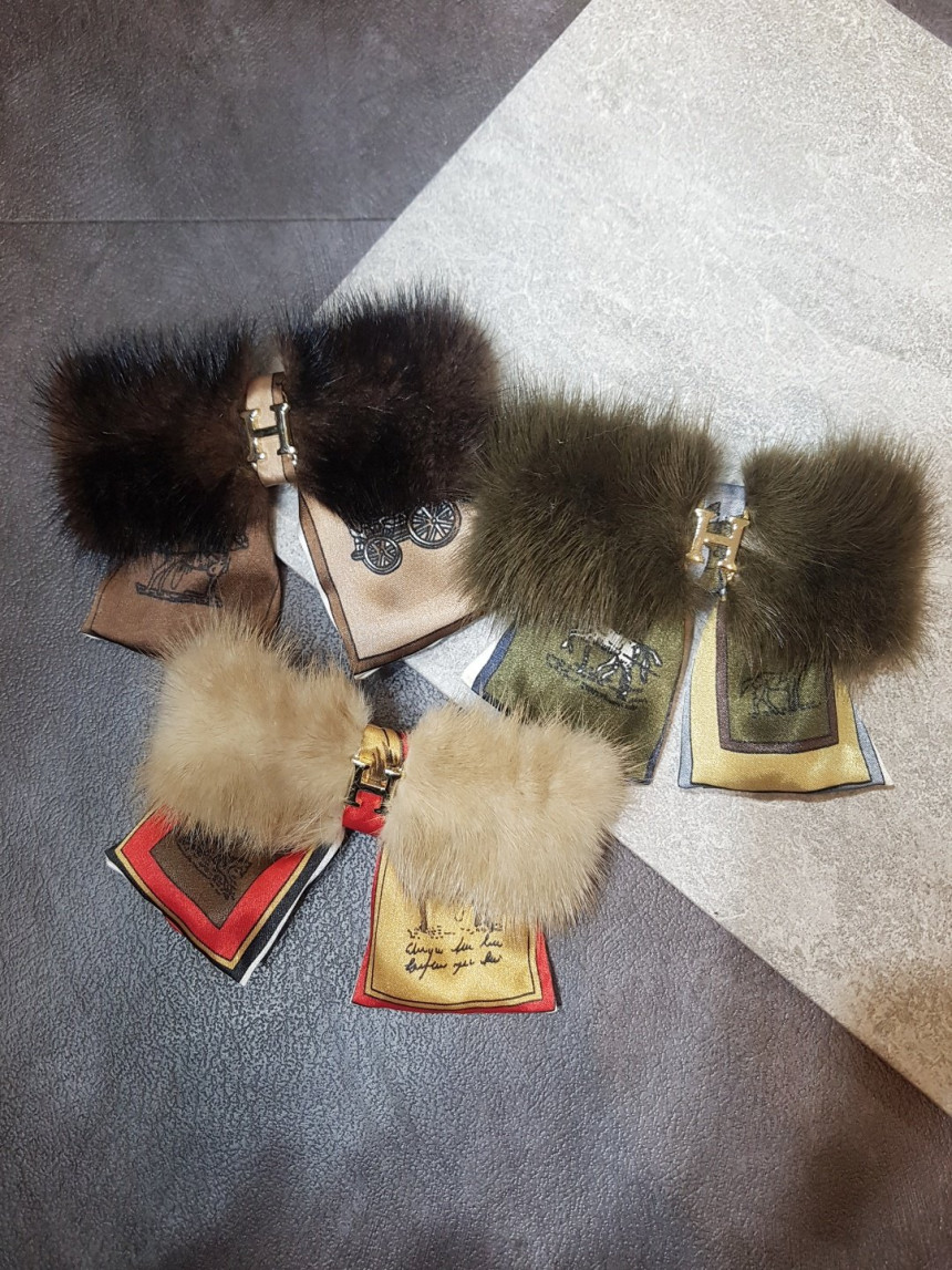 Hair Accessories Mink HI Scarf Ribbon Hairpin 5col
