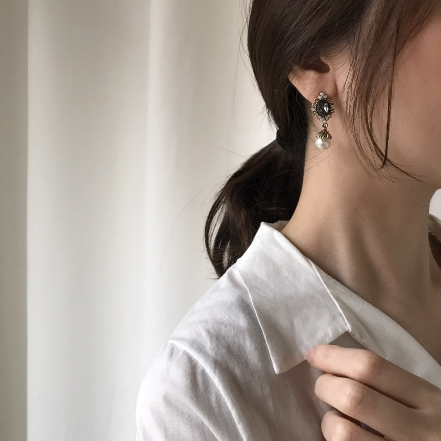 Rode L Antique Cubic Pearl Drop Earrings 4color St