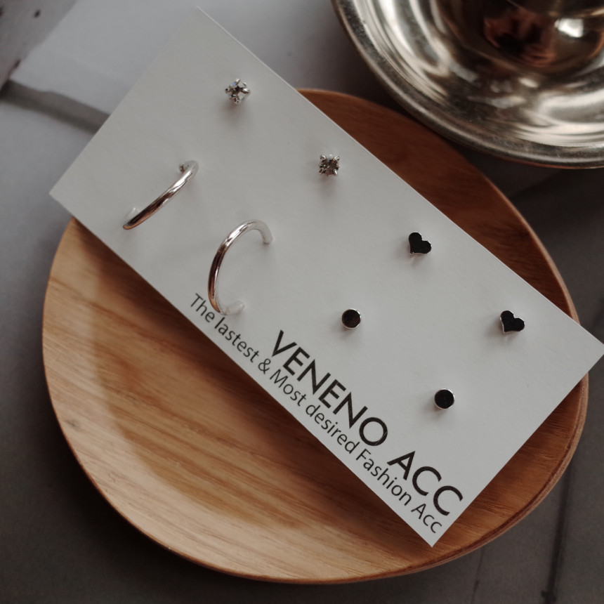 Bebe Heart 8SET Daily Simple Earrings Stylish Uniq