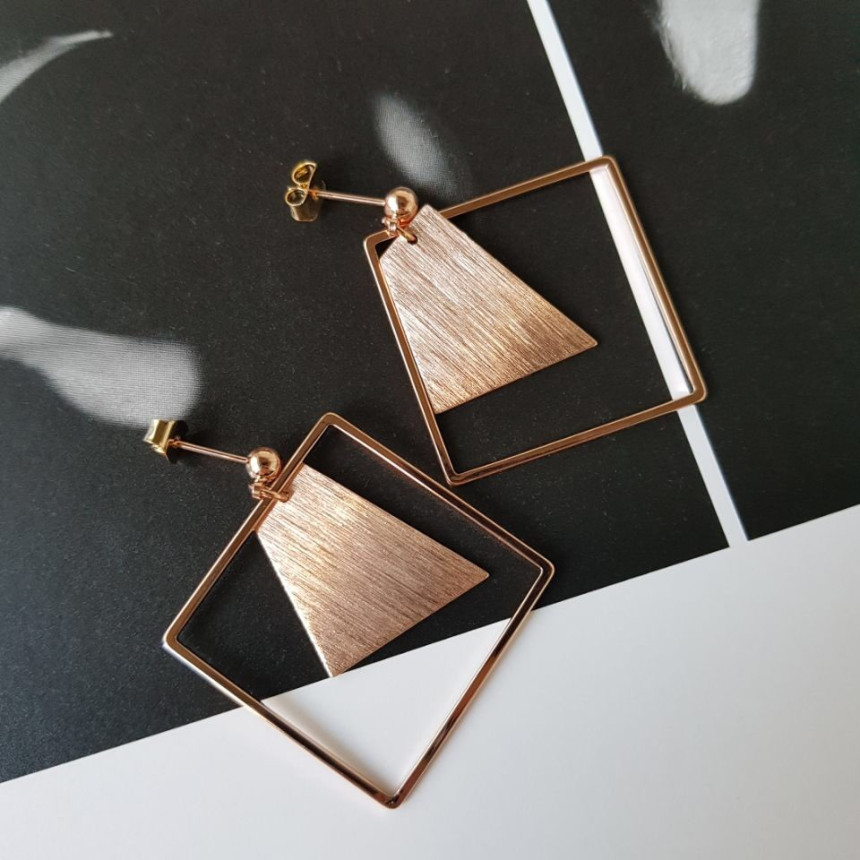 Curse Square Modern Drop Earrings 3color Unique an