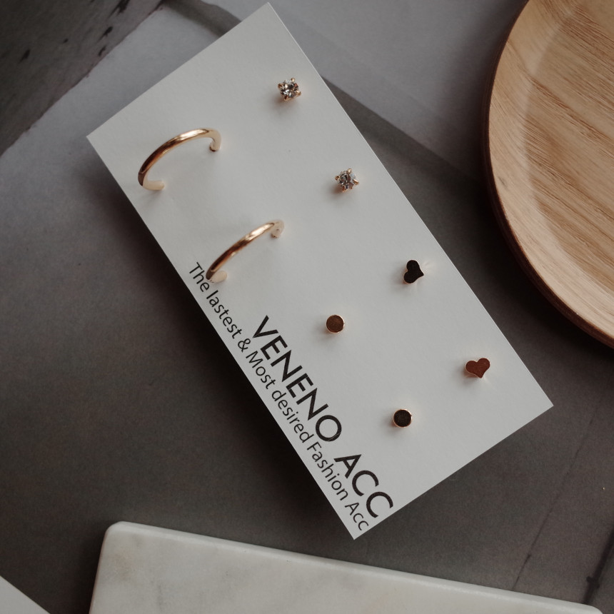 Bebe Heart 8SET Daily Simple Earrings Stylish Uniq