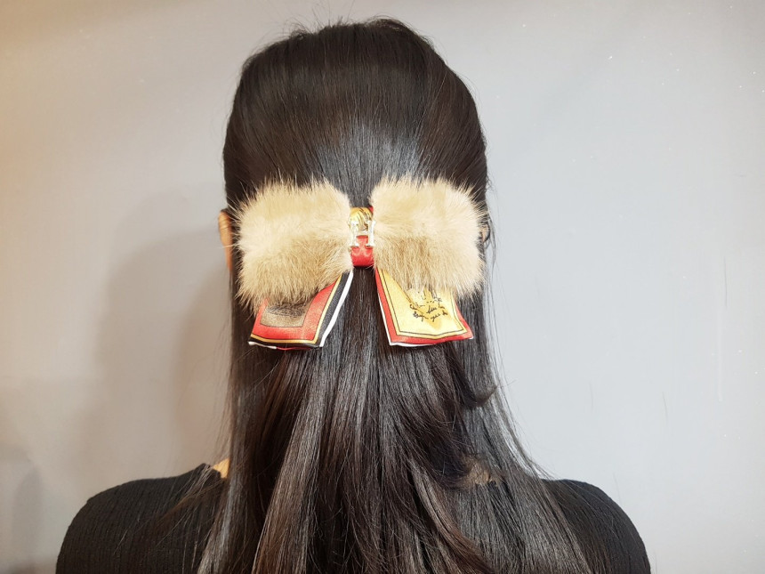 Hair Accessories Mink HI Scarf Ribbon Hairpin 5col