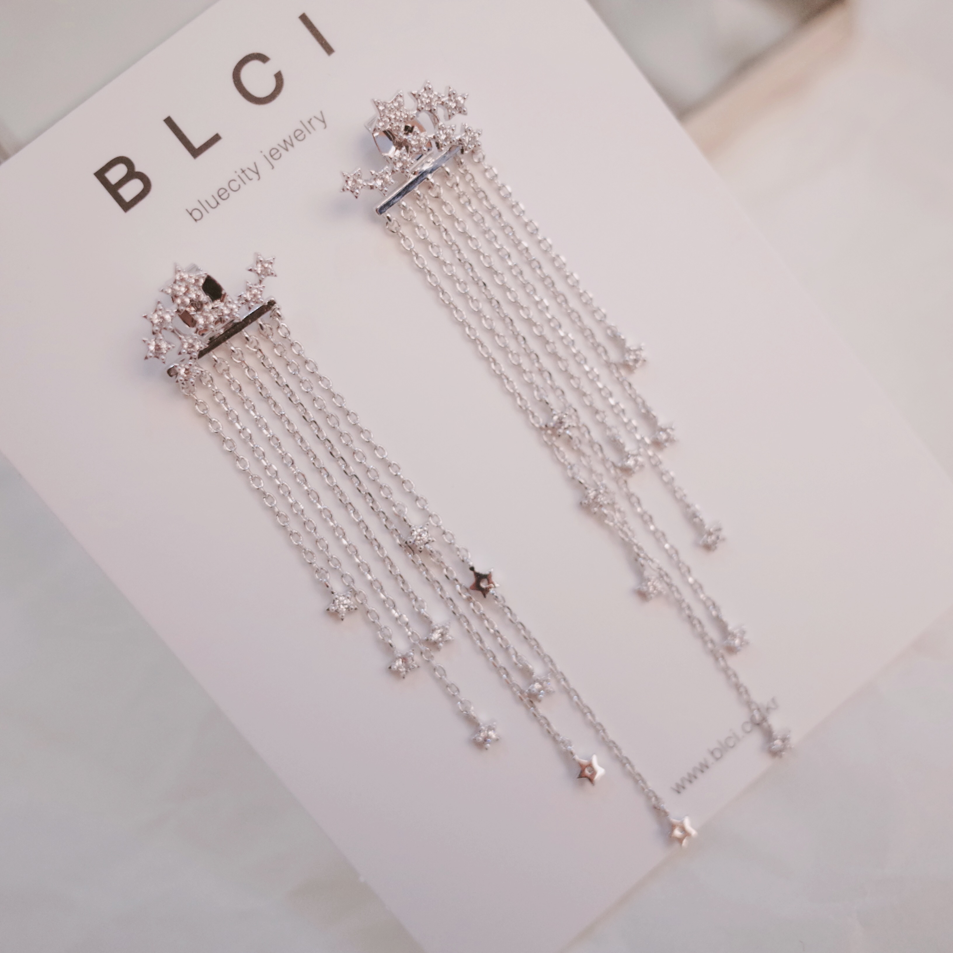 Silver hand drop earrings Glam Diamond Celebrity P