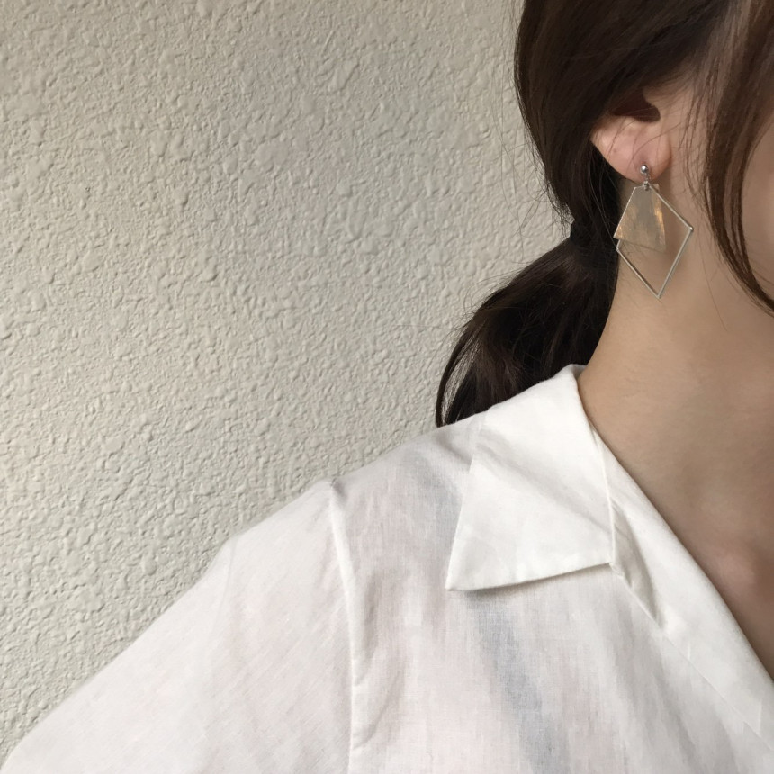 Curse Square Modern Drop Earrings 3color Unique an