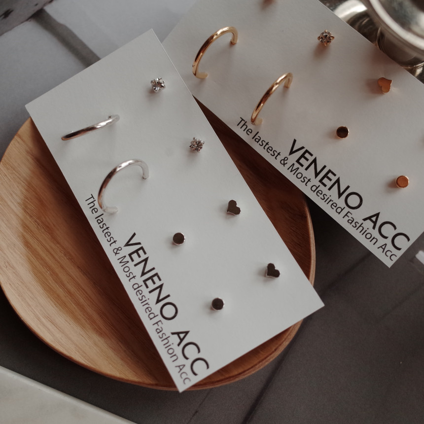 Bebe Heart 8SET Daily Simple Earrings Stylish Uniq