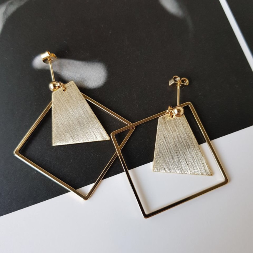 Curse Square Modern Drop Earrings 3color Unique an