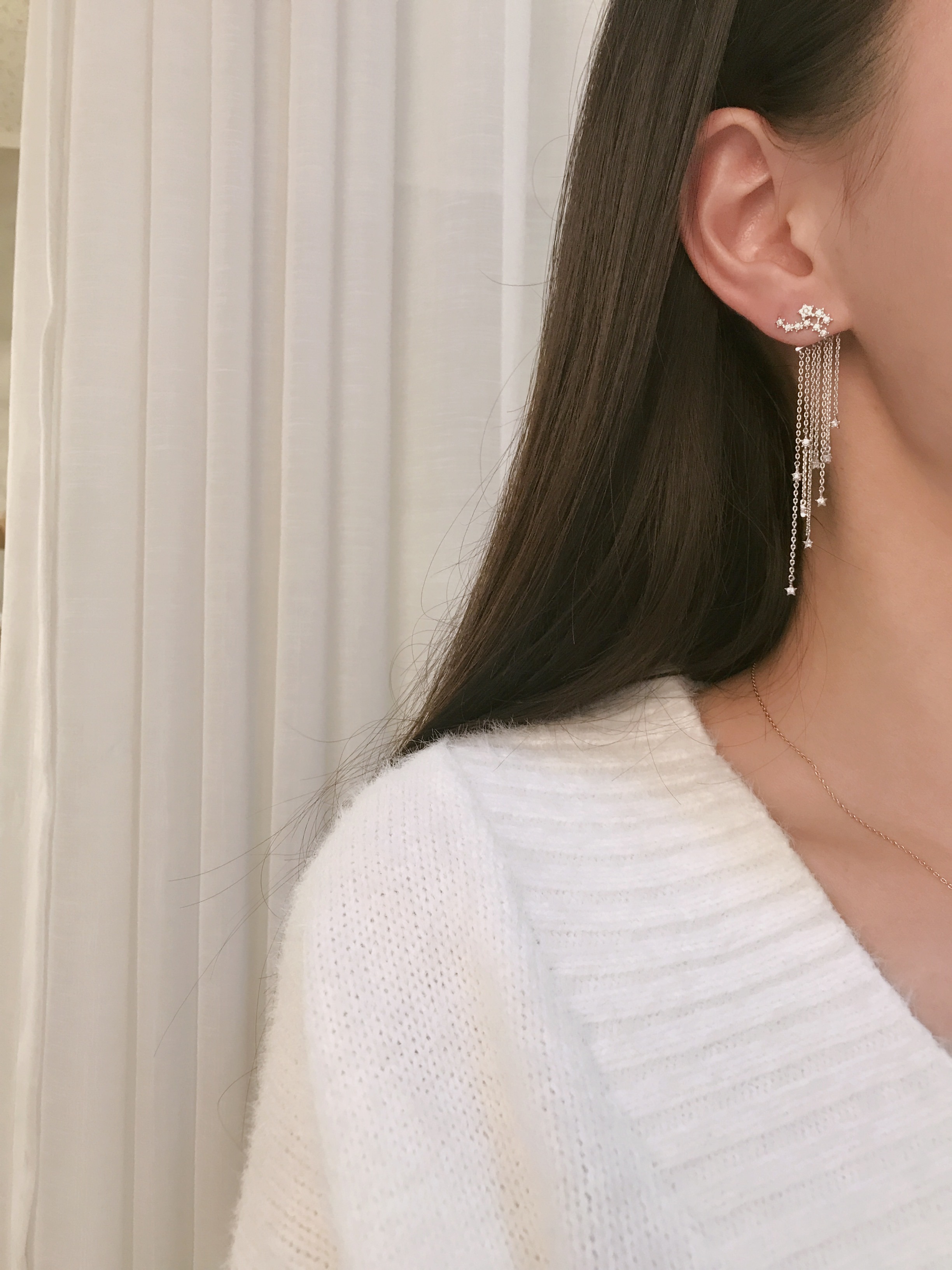 Silver hand drop earrings Glam Diamond Celebrity P