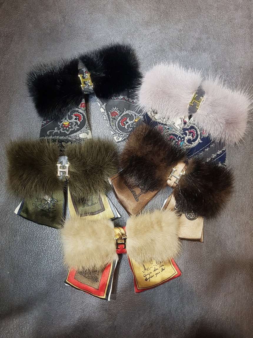 Hair Accessories Mink HI Scarf Ribbon Hairpin 5col