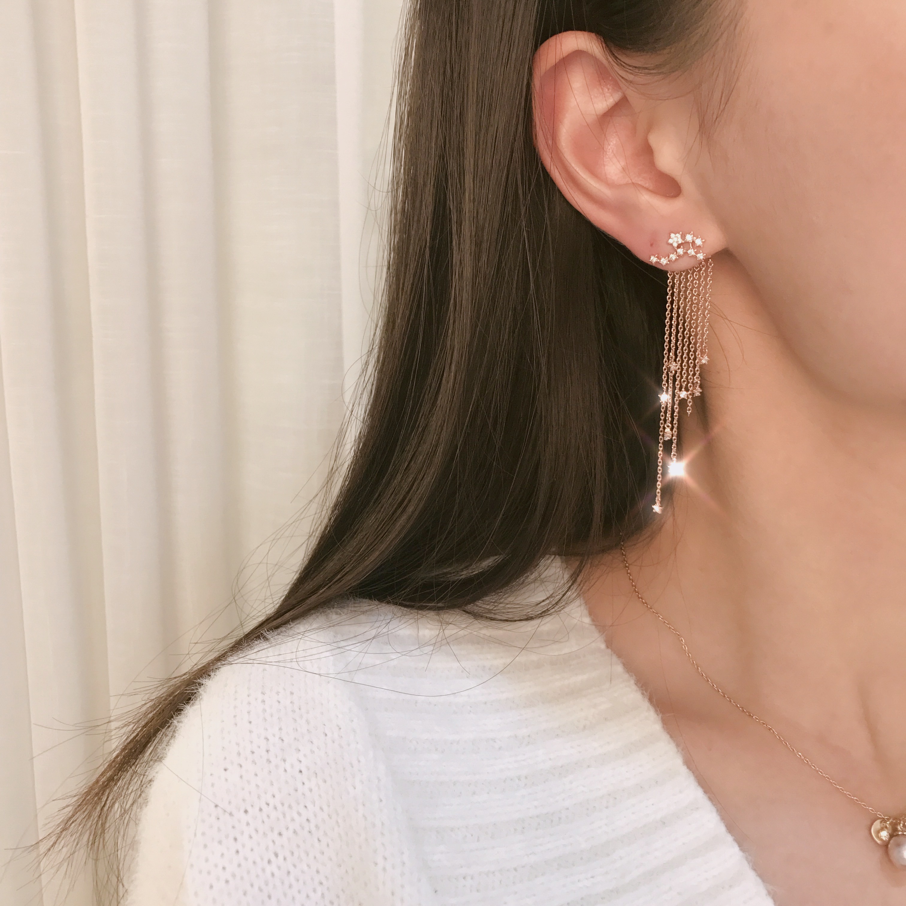 Silver hand drop earrings Glam Diamond Celebrity P