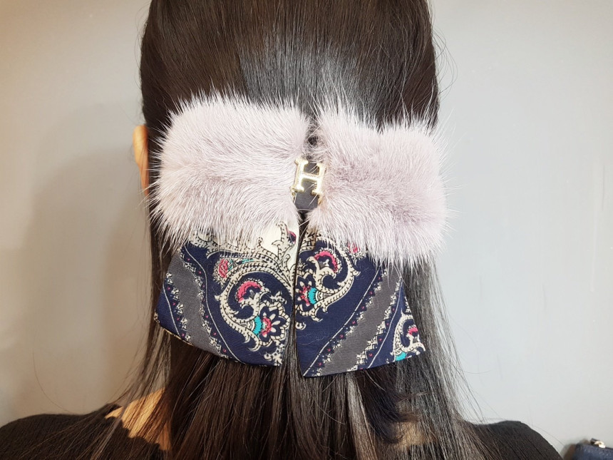 Hair Accessories Mink HI Scarf Ribbon Hairpin 5col