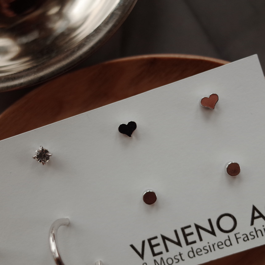 Bebe Heart 8SET Daily Simple Earrings Stylish Uniq