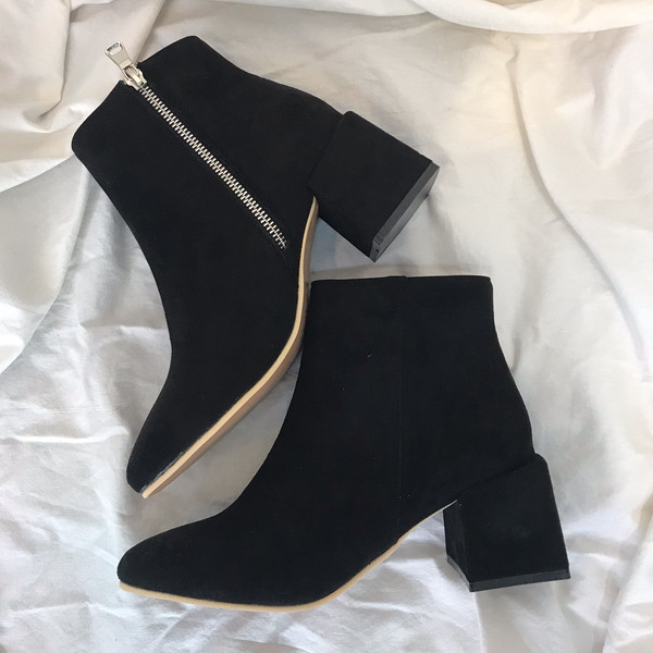 Suede Angle Boots Girls Midsole Heeled Winter Simp