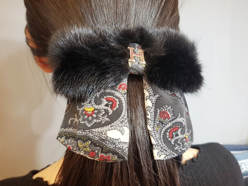 Hair Accessories Mink HI Scarf Ribbon Hairpin 5col
