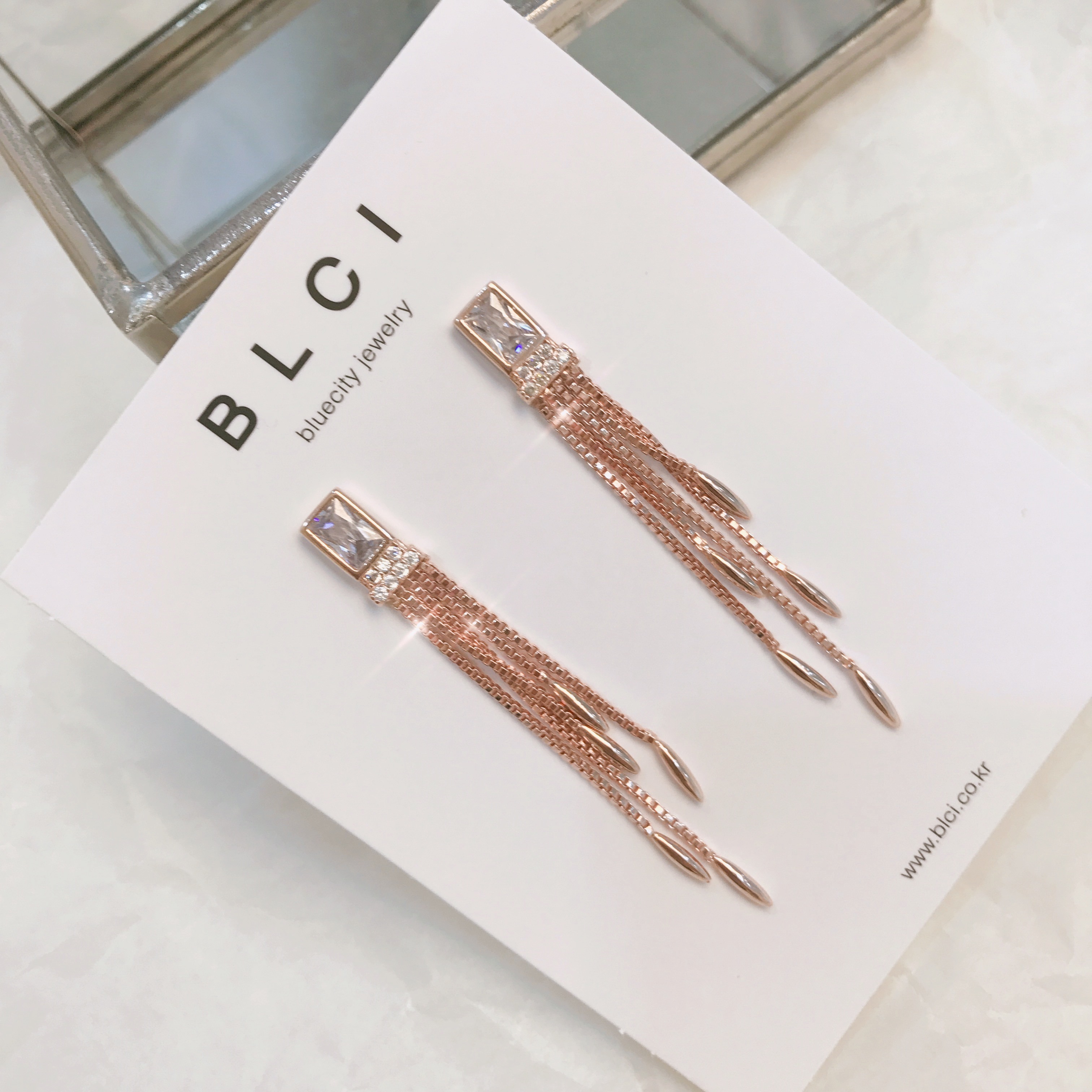 Silver hand drop earrings Glam Diamond Celebrity P