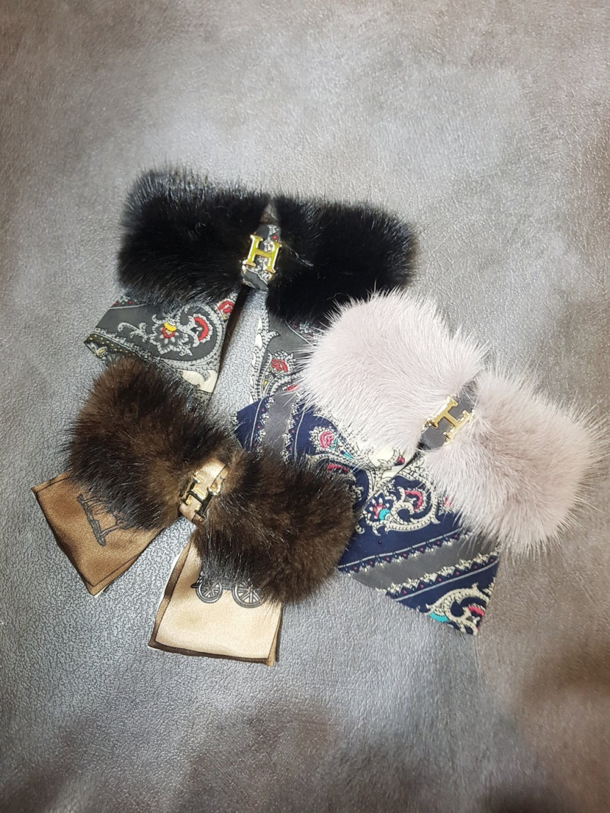 Hair Accessories Mink HI Scarf Ribbon Hairpin 5col