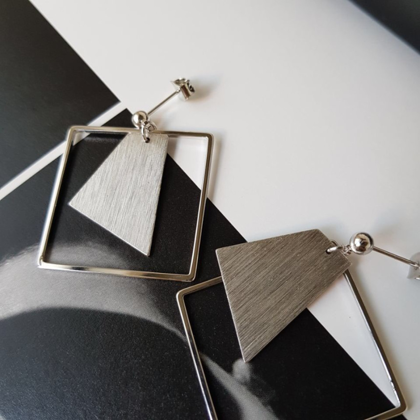 Curse Square Modern Drop Earrings 3color Unique an