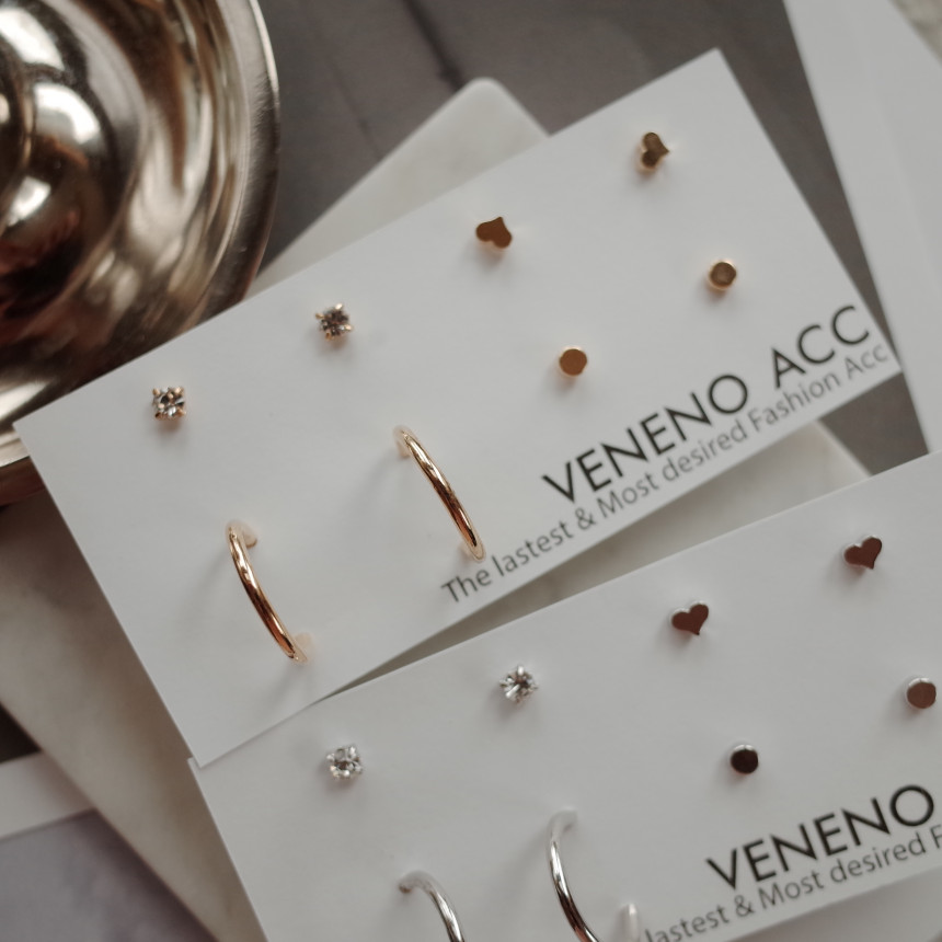 Bebe Heart 8SET Daily Simple Earrings Stylish Uniq