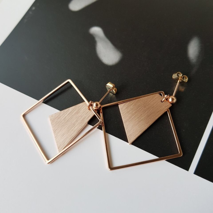 Curse Square Modern Drop Earrings 3color Unique an