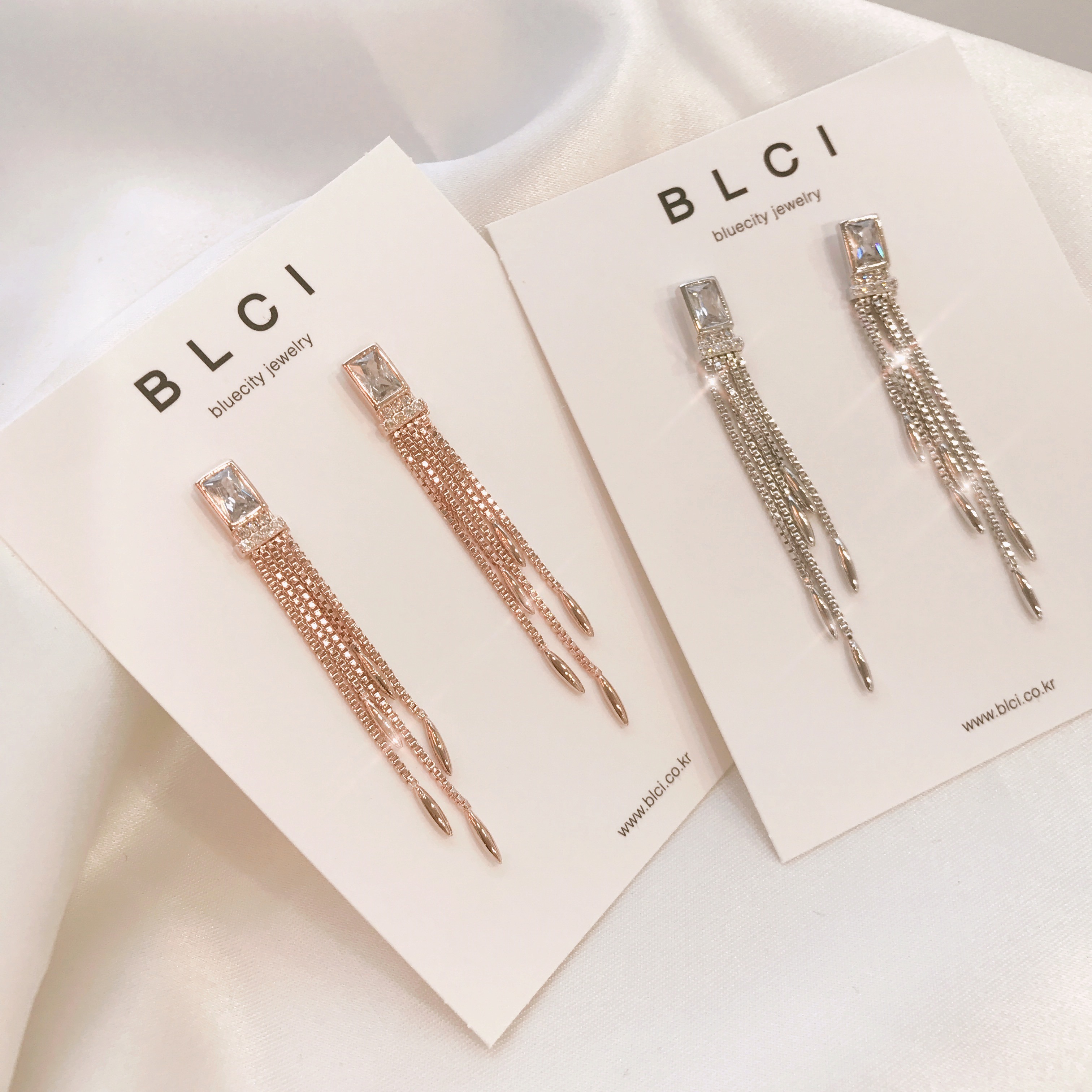 Silver hand drop earrings Glam Diamond Celebrity P