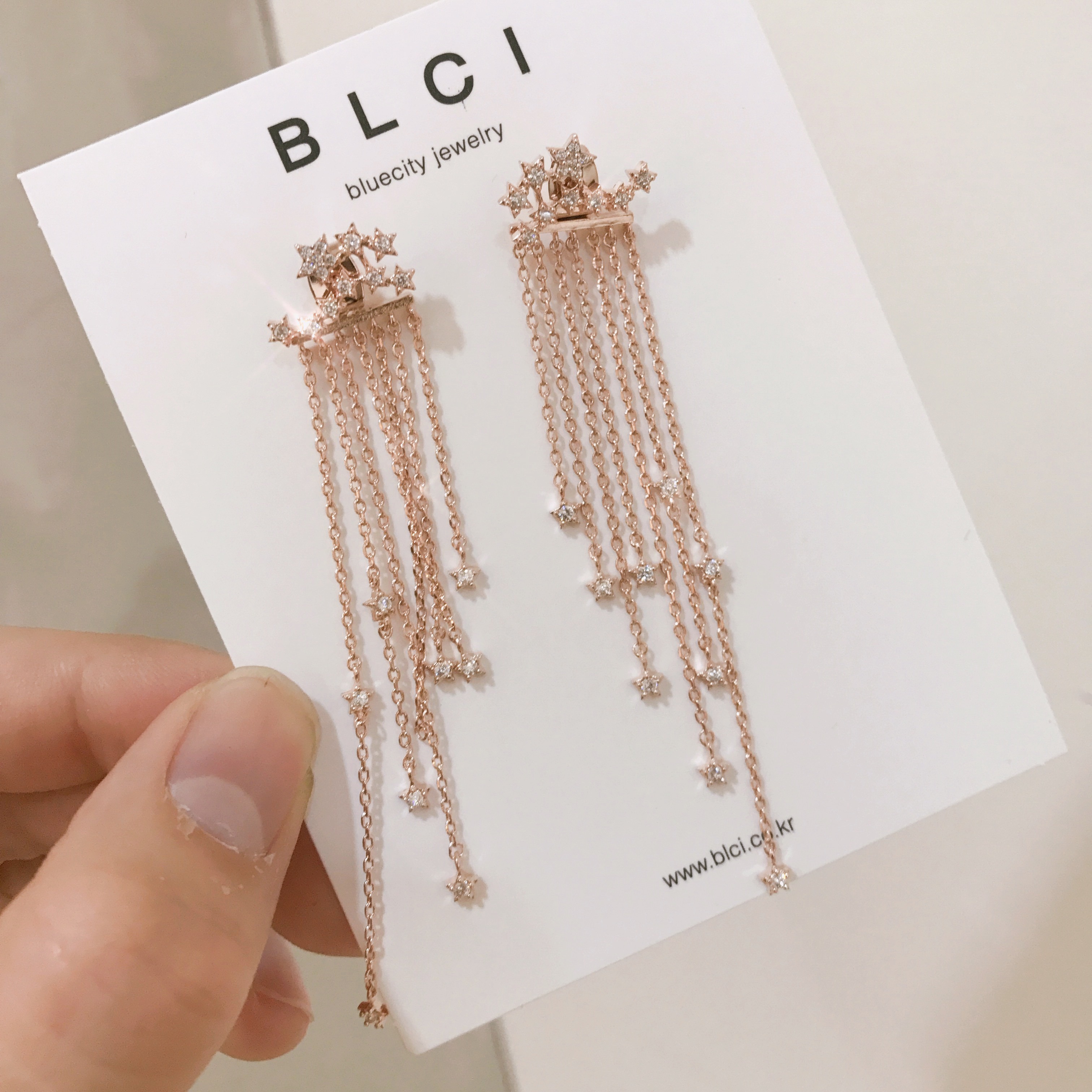 Silver hand drop earrings Glam Diamond Celebrity P