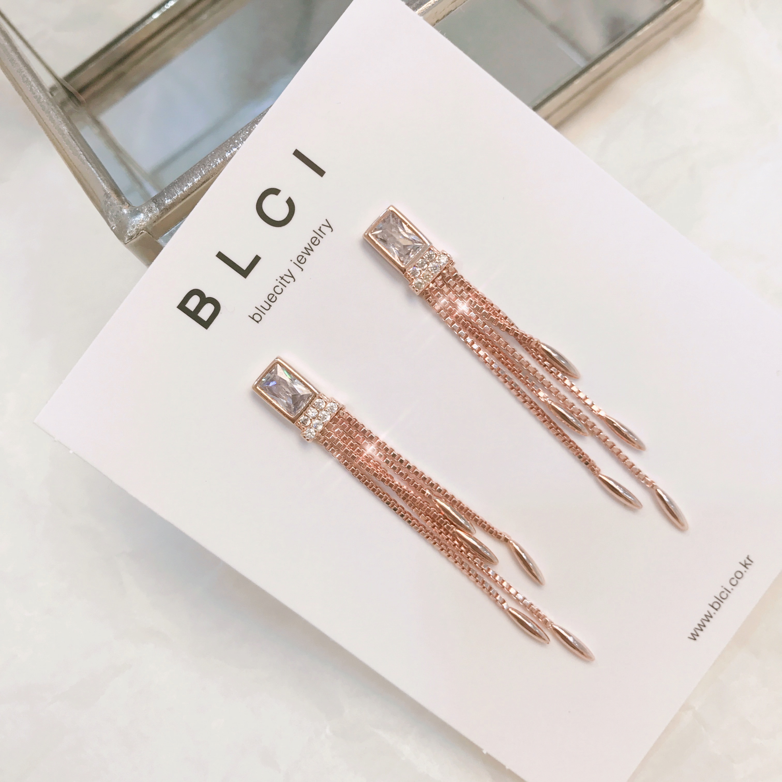 Silver hand drop earrings Glam Diamond Celebrity P