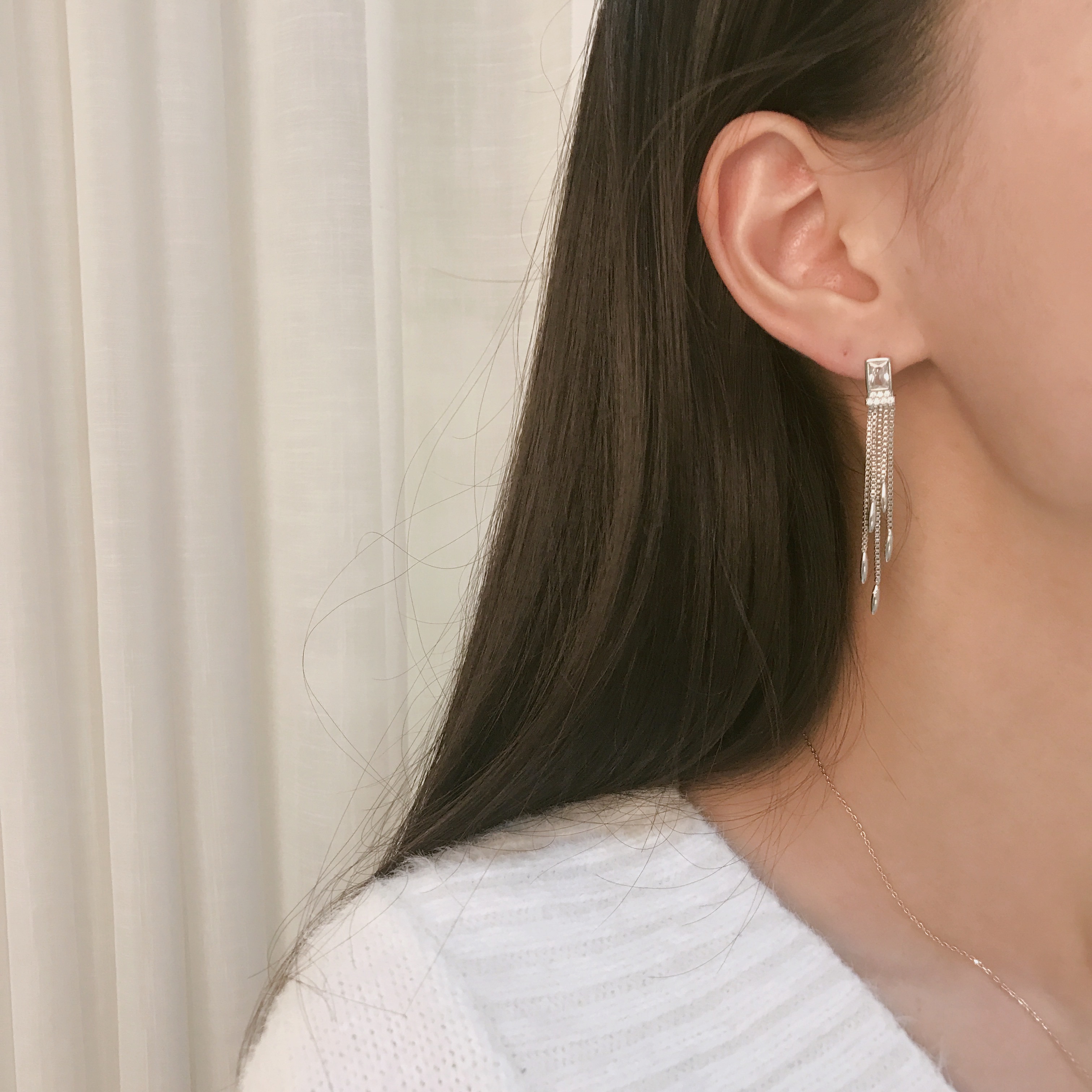 Silver hand drop earrings Glam Diamond Celebrity P