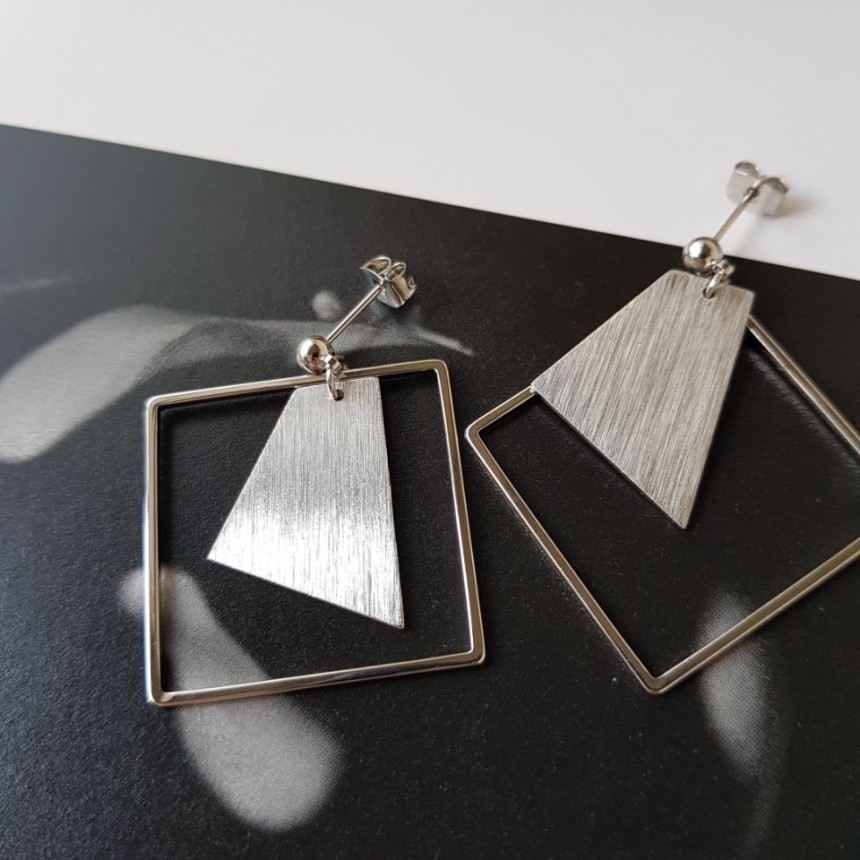 Curse Square Modern Drop Earrings 3color Unique an