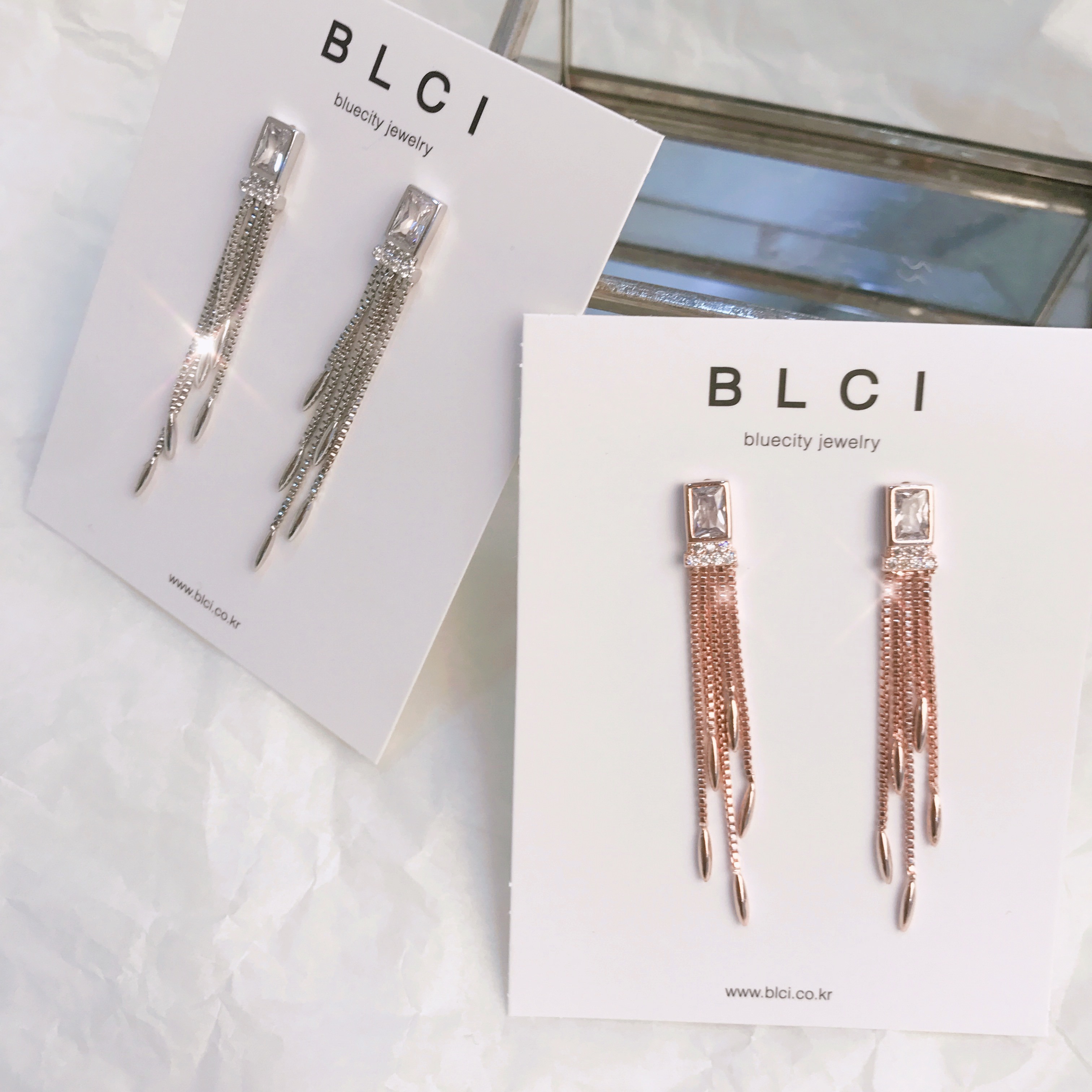 Silver hand drop earrings Glam Diamond Celebrity P